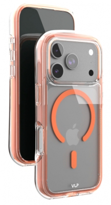 Чехол противоударный VLP  Bubble Case с поддержкой MagSafe для iPhone 17 Pro Max (прозрачный, оранжевый)