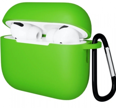 Чехол для AirPods Pro 3 Gurdini прорезиненный soft touch с карабином (зеленый)