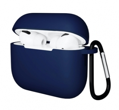 Чехол для AirPods Pro 3 Gurdini прорезиненный soft touch с карабином (темно-синий)