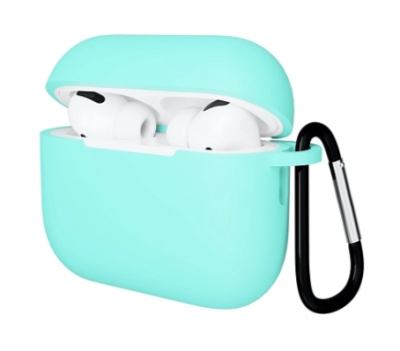 Чехол для AirPods Pro 3 Gurdini прорезиненный soft touch с карабином (мятный)