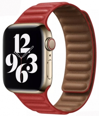 Ремешок Gurdini Leather Link Apple Watch 42/44/45 mm красный