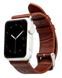 Ремешок из натуральной кожи Jisoncase для Apple Watch 42 мм (коричневый)