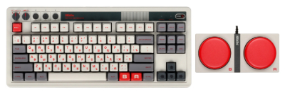 Клавиатура механическая проводная + беспроводная 8BitDo Retro Mechanical Keyboard - N Edition, 92 клавиши (серый, русская раскладка) + 2 спец.клавиши
