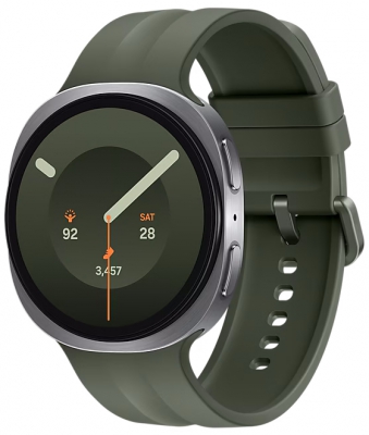 Часы Samsung Galaxy Watch9 44 мм, корпус серебристого цвета, спортивный ремешок оливкового цвета (SM-L350)