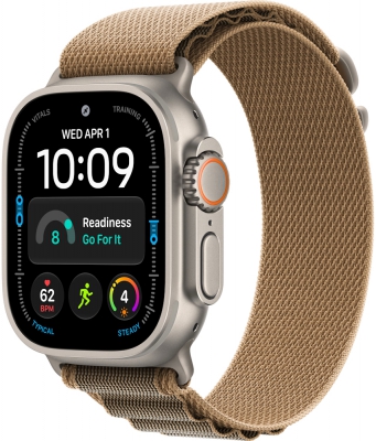 Часы Apple Watch Ultra 4 Cellular, 49 мм, корпус из титана натурального цвета, браслет Alpine пустынного цвета, размер L (MJAG4)
