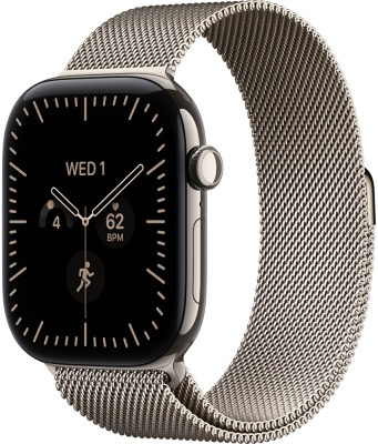 Часы Apple Watch Series 12 Cellular, 42 мм, корпус из титана натурального цвета, миланский браслет натурального цвета (MJGH4)