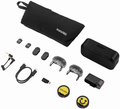 Комплект беспроводных микрофонов Insta360 Mic Pro (2 TX + 1 RX + Charging Case), черный