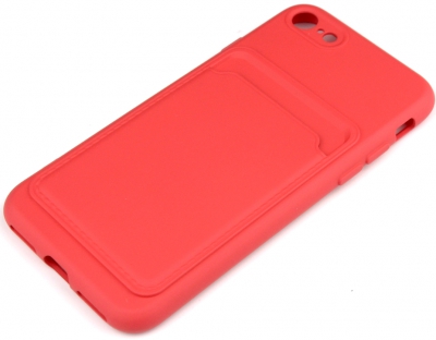 Чехол накладка силиконовый CTI для Apple iPhone 7/8/SE и карманом для карт (красный)