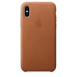 Чехол клип-кейс кожаный Apple Leather Case для iPhone X, золотисто-коричневый цвет (MQTA2ZM/A)