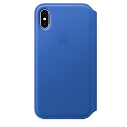 Чехол-книжка кожаный Apple Leather Folio для iPhone X, цвет «синий аргон» (MRGE2ZM/A)