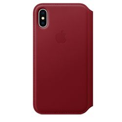Чехол-книжка кожаный Apple Leather Folio для iPhone X, (PRODUCT)RED красный (MRQD2ZM/A)