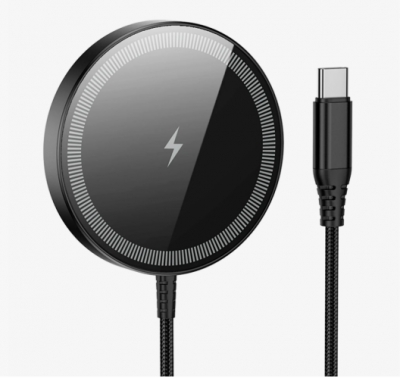 Беспроводное зарядное устройство HOCO CQ17 Magsafe с дисплеем и подсветкой (черный)