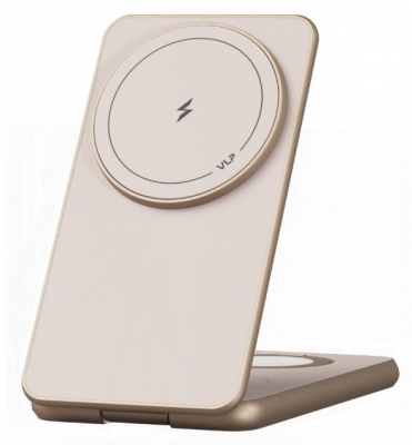 Беспроводная зарядная станция металлическая на три устройства VLP Alum Power Pro 3 in 1 с Magsafe для iPhone/Apple Watch/Airpods 1092013 (пустынный титан)