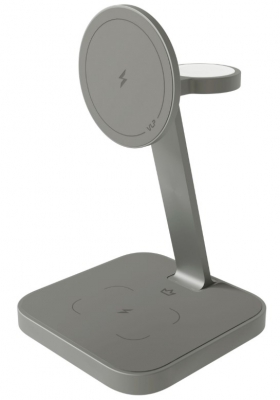 Беспроводная зарядная станция металлическая на три устройства VLP MagSafe Unity Power 3 in 1 с Magsafe для iPhone/Apple Watch/Airpods 1092006 (натуральный титан)