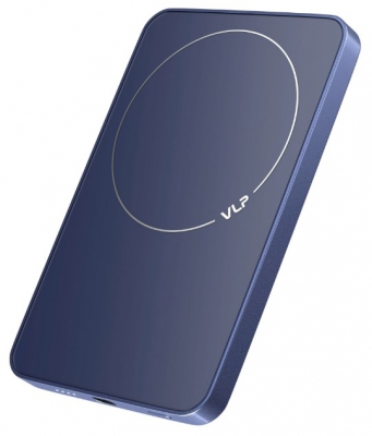 Металлический Внешний аккумулятор VLP Diamond Energy с поддержкой Magsafe  Qi2/5000mAh/3A/USB-C (темно-синий)