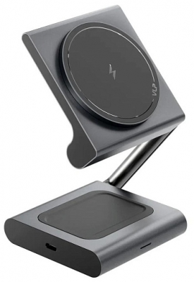 Беспроводная зарядная станция на два устройства VLP Zen Charger 2in1 1092015 с поддержкой MagSafe Qi2.2 25W для iPhone/Airpods (серый)
