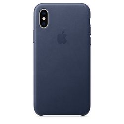 Чехол клип-кейс кожаный Apple Leather Case для iPhone XS, тёмно-синий цвет (MRWN2ZM/A)