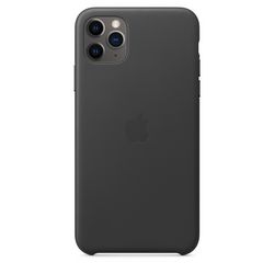 Чехол клип-кейс кожаный Apple Leather Case для iPhone 11 Pro Max, чёрный цвет (MX0E2ZM/A)