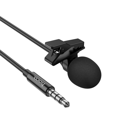 Микрофон проводной петличка HOCO L14 (Jack 3.5, 1.5м) черный