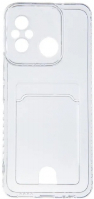 Чехол накладка силиконовый CTI для Xiaomi Redmi 12C с защитой объектива камеры и карманом для карт (прозрачный)