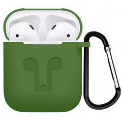 Чехол силиконовый с карабином для Apple AirPods (зеленый)