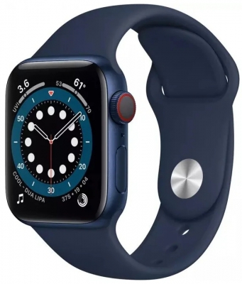 Часы Apple Watch Series 6 Cellular, 40 мм, корпус из алюминия синего цвета, спортивный ремешок «тёмный ультрамарин» (M02R3)