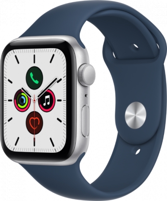 Часы Apple Watch SE, 40 мм, корпус из алюминия серебристого цвета, спортивный ремешок синего цвета (MKNY3)