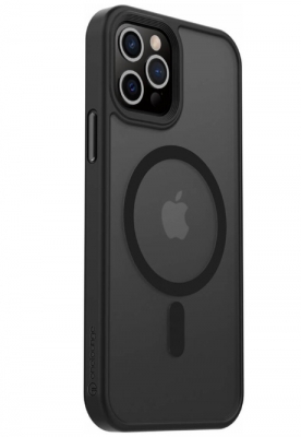Чехол накладка Gurdini Shockproof touch series c MagSafe для iPhone 12/12 Pro (черный)
