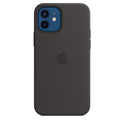 Чехол клип-кейс силиконовый Apple Silicone Case MagSafe для iPhone 12/12 Pro, чёрный цвет (MHL73ZE/A)