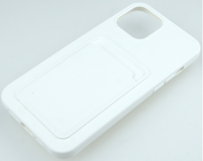 Чехол накладка силиконовый CTI для Apple iPhone 12 Pro Max (6.7) с карманом для карт (белый)