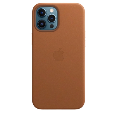 Чехол клип-кейс кожаный Apple Leather Case MagSafe для iPhone 12 Pro Max, золотисто-коричневый цвет (MHKL3ZE/A)