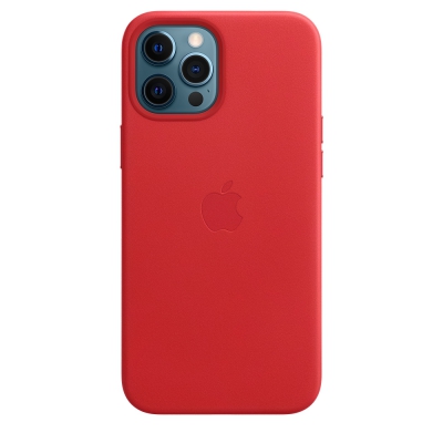 Чехол клип-кейс кожаный Apple Leather Case MagSafe для iPhone 12 Pro Max, красный цвет (PRODUCT)RED (MHKJ3ZE/A)