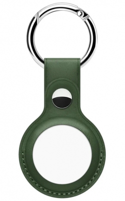 Чехол подвеска с кольцом iNeez для ключей для Airtag (экокожа, зеленый)