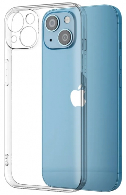 Чехол накладка силиконовый CTI для iPhone 13 с защитой объектива камеры (прозрачный)