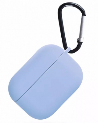 Чехол силиконовый  iNeez для AirPods 3 с карабином (голубой)