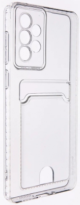 Чехол накладка силиконовый CTI для Samsung Galaxy A73 (SM-A736) с защитой объектива камеры и карманом для карт (прозрачный)