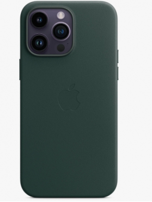 Чехол клип-кейс кожаный Apple Leather Case MagSafe для iPhone 14 Pro Max, цвет Green forest «зеленый лес» (MPPN3ZM/A)
