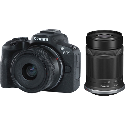 Фотоаппарат Canon EOS R50 Mirrorless Camera, 18-45mm и 55-210mm Lenses (чёрный)