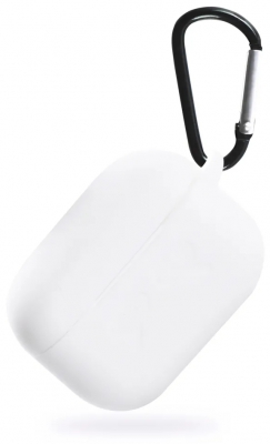 Чехол для Airpods Pro 2 Gurdini прорезиненный soft touch c карабином (белый)