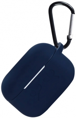 Чехол для Airpods Pro 2 Gurdini прорезиненный soft touch c карабином (темно синий)