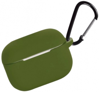Чехол для Airpods Pro 2 Gurdini прорезиненный soft touch c карабином (зеленый)