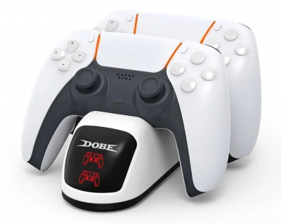 Зарядная станция DOBE для 2-х геймпадов DualSense PS5 (белый)