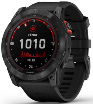 Спортивные часы Garmin Fenix 7X Solar серый с черным ремешком