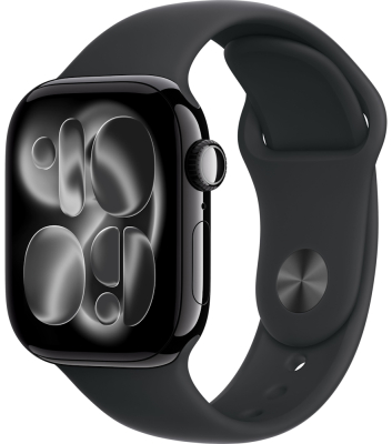 Часы Apple Watch Series 11, 42 мм, корпус из алюминия цвета «чёрный оникс», спортивный ремешок чёрного цвета, размер M/L (УЦЕНКА)