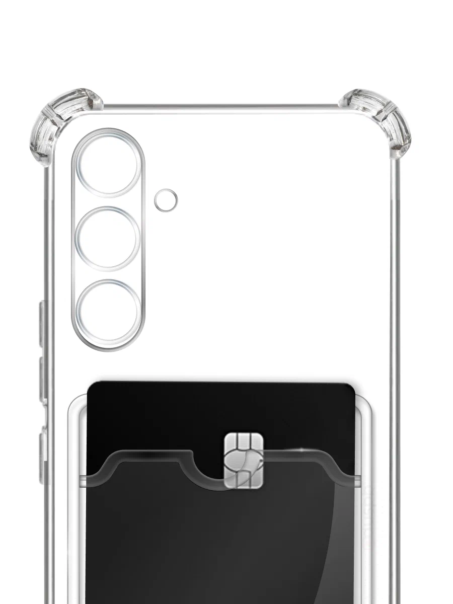 Чехол накладка противоударный CTI для Samsung Galaxy A56 с карманом для карт (прозрачный)
