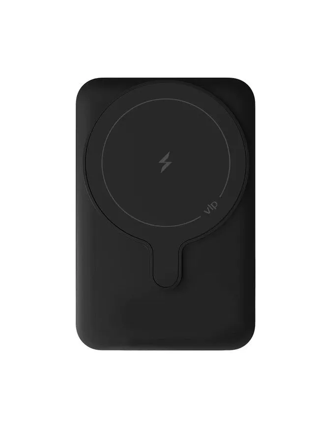 Внешний тонкий аккумулятор подставка VLP Magsafe PowerBank 5000mAh 1041002 с поддержкой Magsafe (черный)
