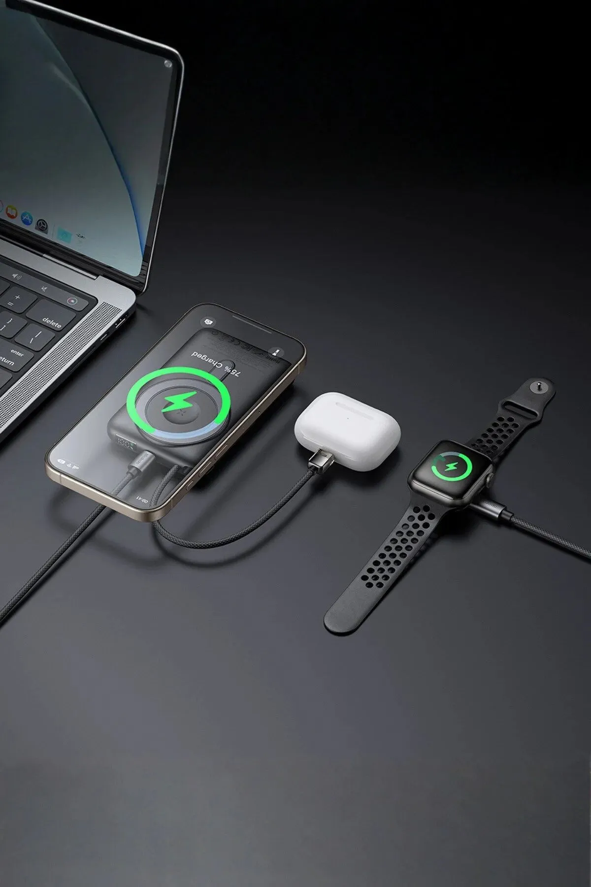 Внешний аккумулятор с подставкой MCDODO MC-6320 20W 10000 mAh с поддержкой Magsafe и Apple Watch (черный)