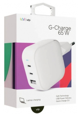 Сетевое зарядное устройство VLP G-Charge 65Вт USB-C+USB-C+USB-A/PD/QC (белый)