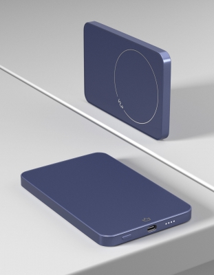 Металлический Внешний аккумулятор VLP Diamond Energy с поддержкой Magsafe  Qi2/SSB 5000mAh/3A/USB-C/CCC (темно-синий)