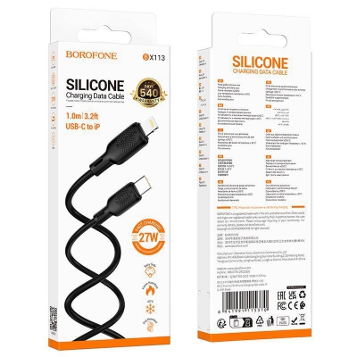 Кабель Type-C to Lightning BOROFONE BX113 Lenny 2,4A 1м (черный)